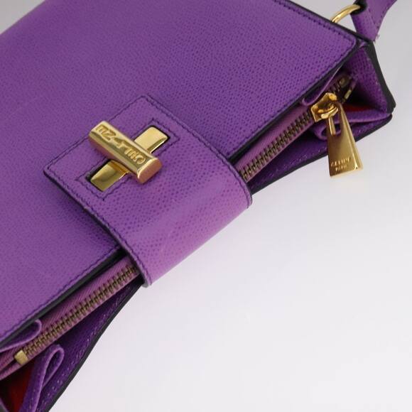 CELINE Shoulder Bag Leather Purple Gold - Picture 6 of 13